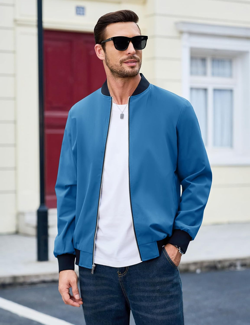 MAGCOMSEN Men's Bomber Jacket Lightweight Full Zip Windbreaker Jackets