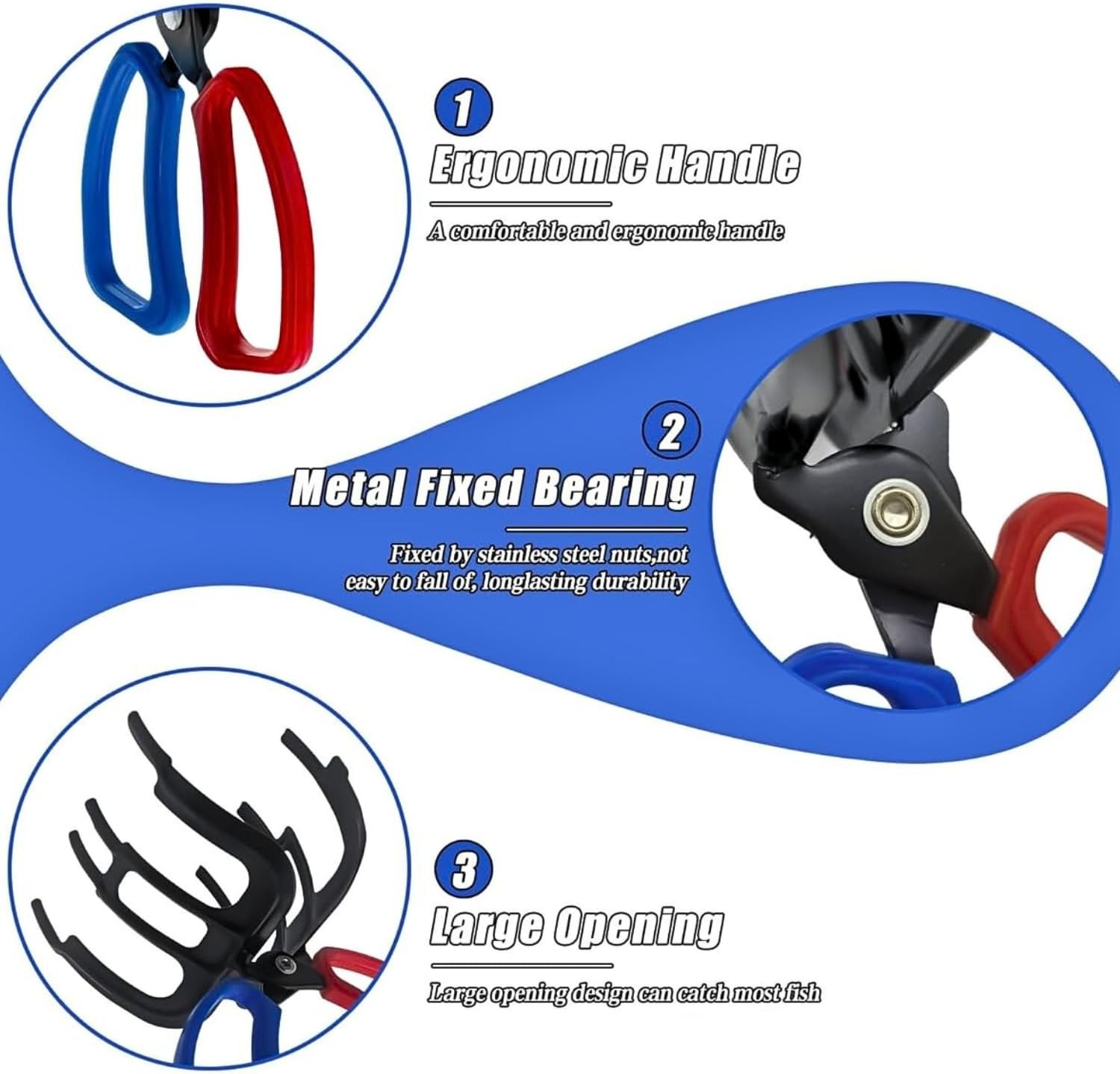 3 Claw Fish Gripper, Metal Fishing Pliers Gripper Catch Fish Control Clamp, Must Have Fishing Pliers Control Tool Fishing Accessories for Most Freshwater Fish Grip Tackle Holder