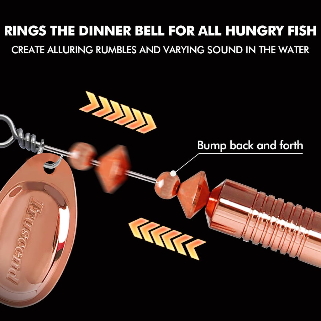 TRUSCEND Swim or Jig Fishing Spinner Baits for Freshwater and Saltwater, Rooster Tail Fishing Lures for Trout Bass Walleye Crappie Salmon Pike, Blade Bait with Copper Blade