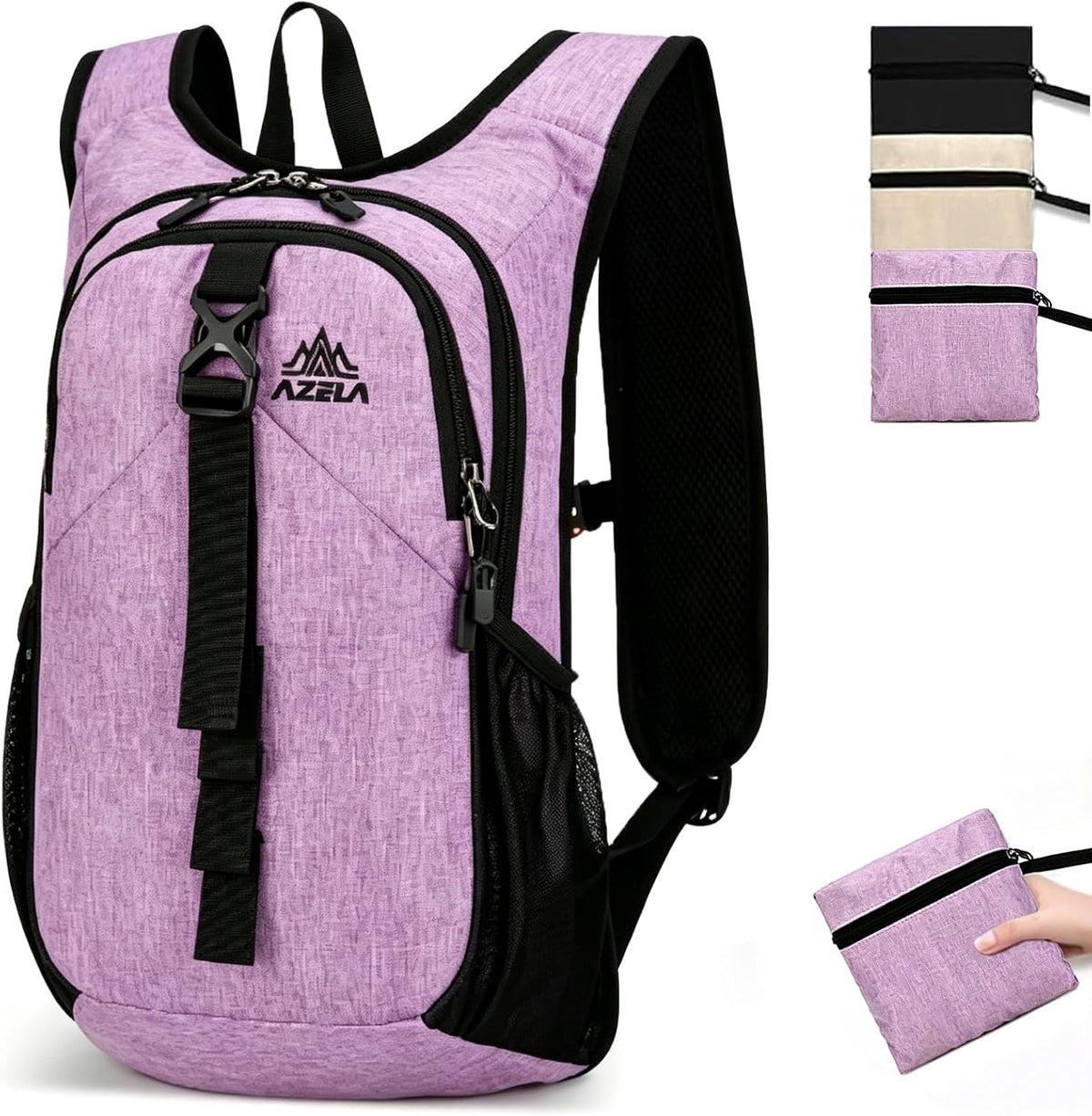 15L Small Hiking Backpack Foldable Ultralight Trekking Camping Outdoors Backpack for Women Men (Purple)