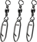 Atibin Saltwater Freshwater Snap Swivels Stainless Heavy Steel Fishing Clips Swivel Barrel Clip Fishing Snaps Rolling Speed Change Black Nickel