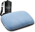 Small Travel Camping Pillow, Double-Sided Fabric Pillow with Adjustable Buckle Strap & Storage Bag, Compact Small Pillow for Airplane, Car Lumbar, Office, Washable Cover, Glacier Blue