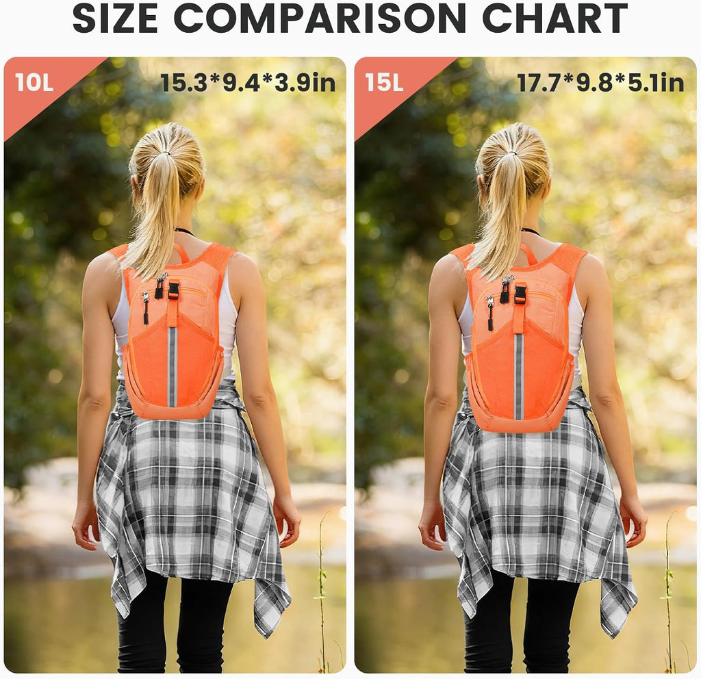 10L Small Hiking Backpack - Lightweight Foldable Backpack, Orange