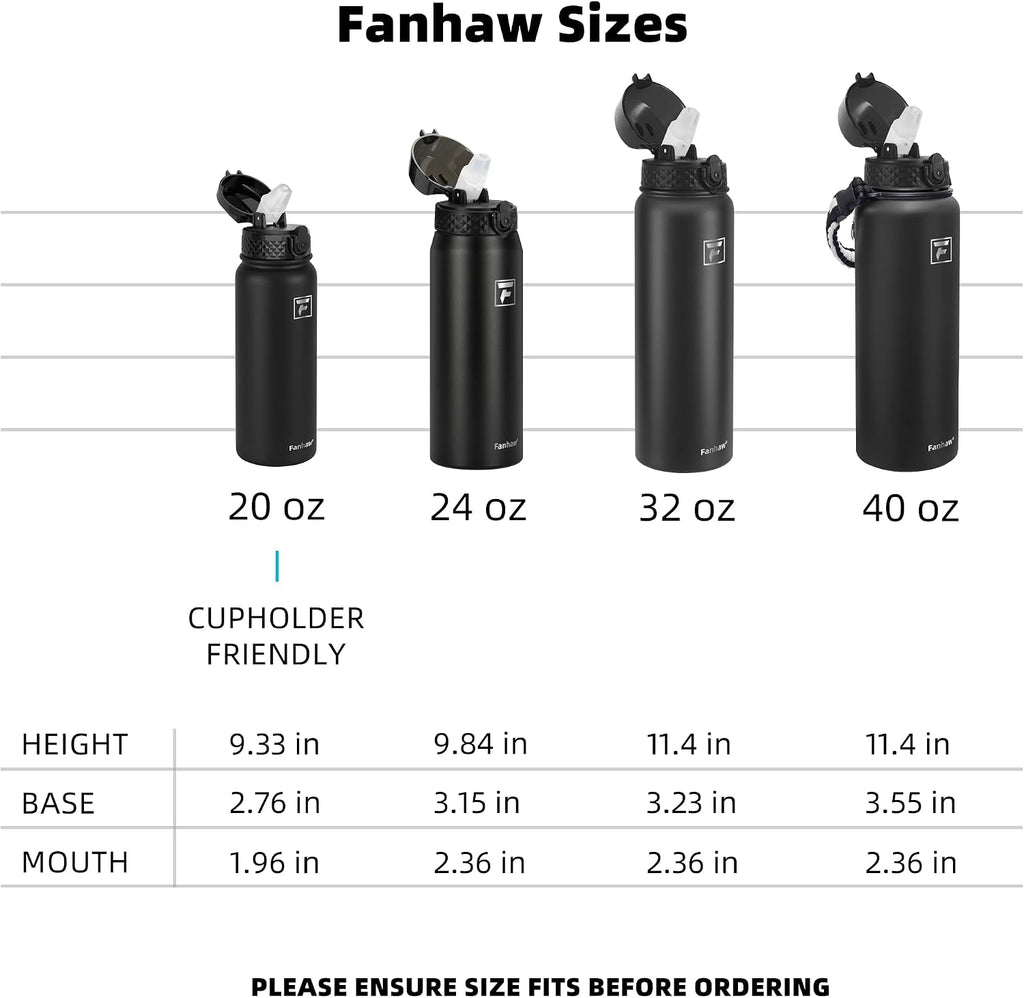Fanhaw 20oz Kids Stainless Steel Water Bottle with Straw Lid, Green Blue