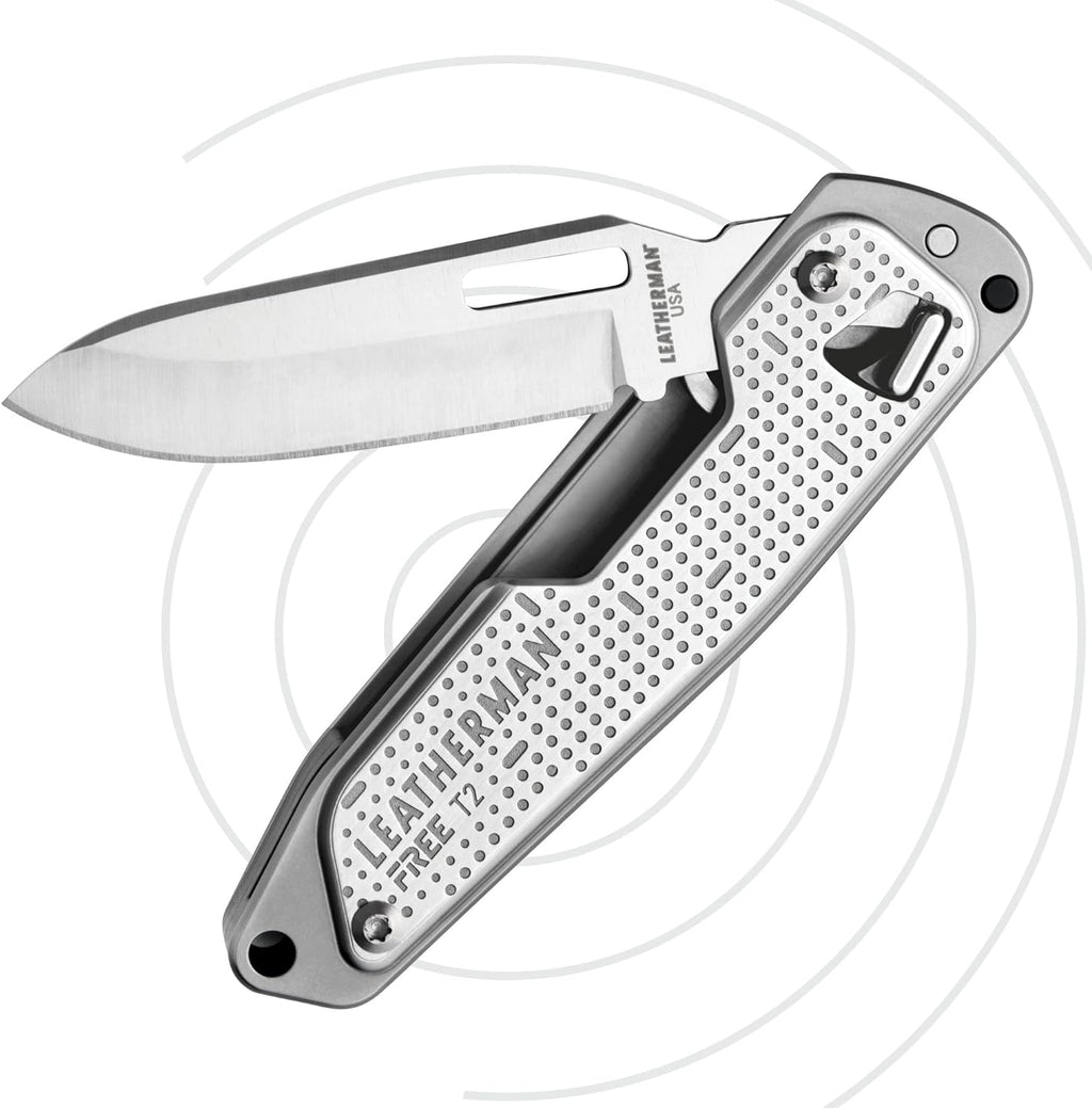 LEATHERMAN, FREE T2 Multitool and EDC Pocket Knife with Magnetic Locking and One Hand Accessible Tools, Made in the USA