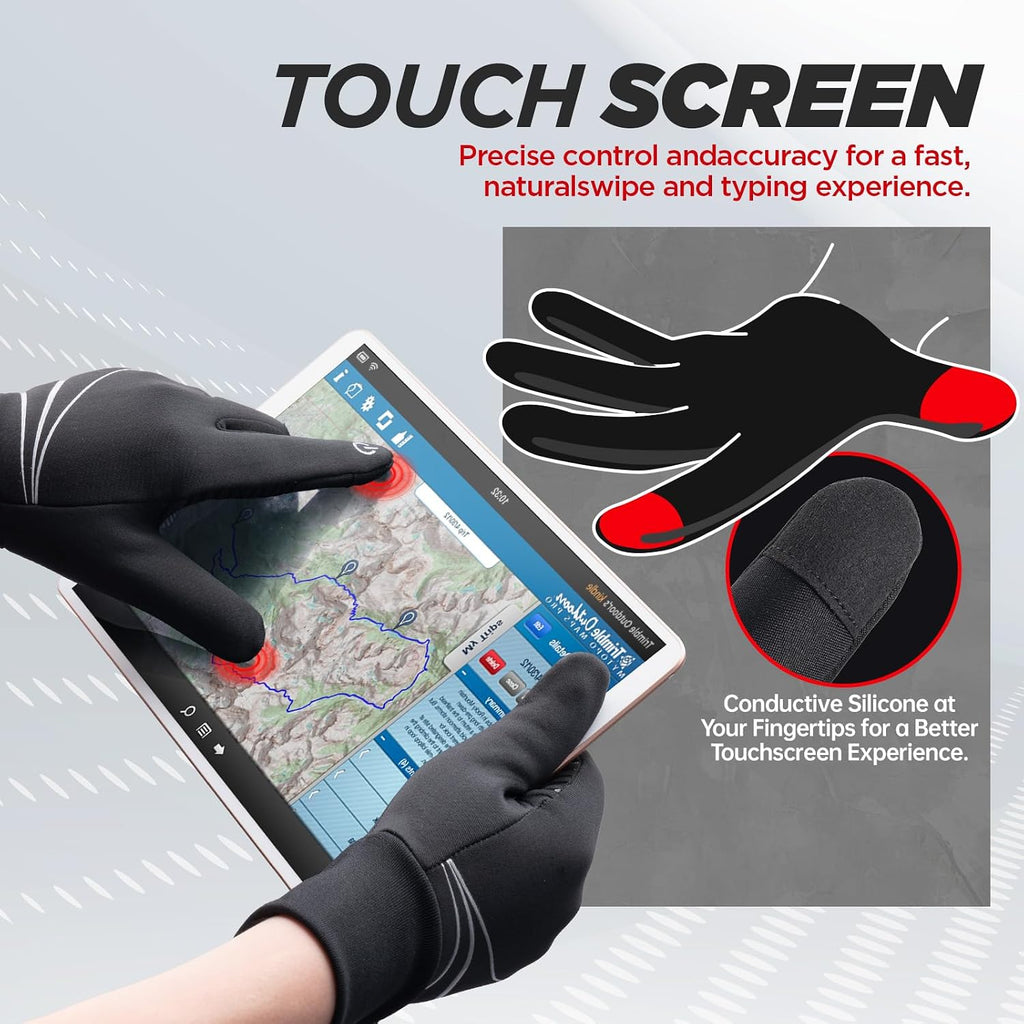 RUIXUE Winter Gloves for Men Women, Warm Thermal Windproof Touchscreen Non-Slip(Black,L)