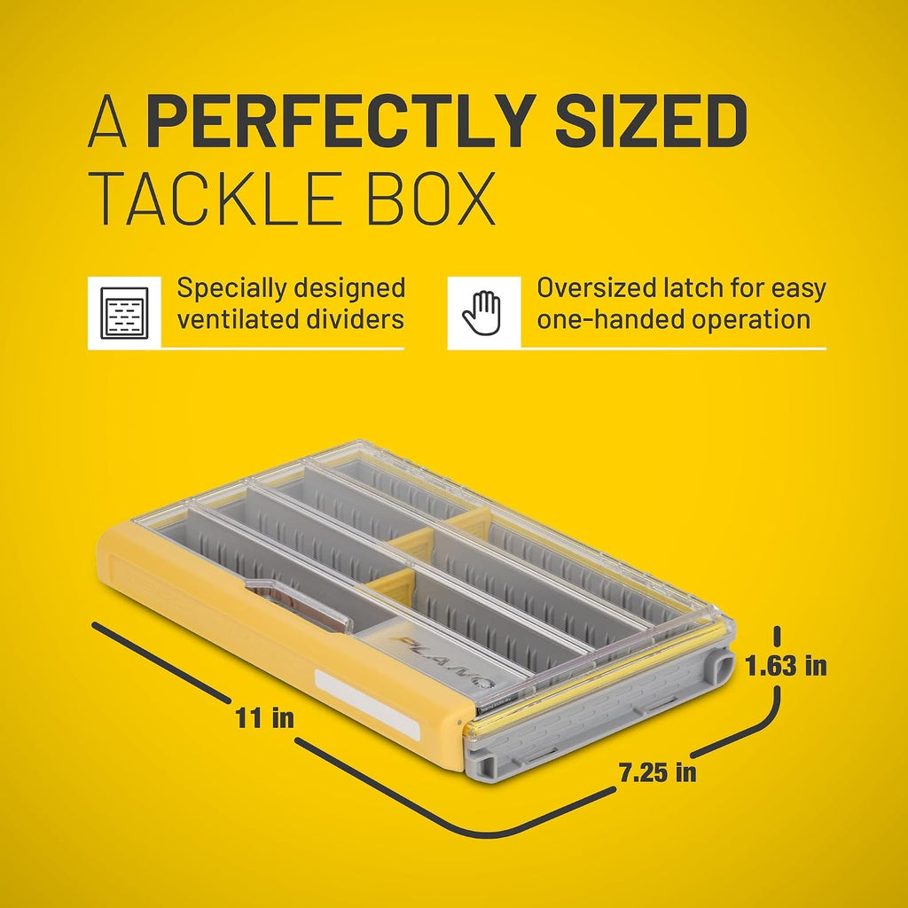 Plano EDGE 3600 Premium Tackle Utility Box, Gray and Yellow with Clear Lid, Rust-Resistant and Waterproof, Customizable Tackle Protection Organization