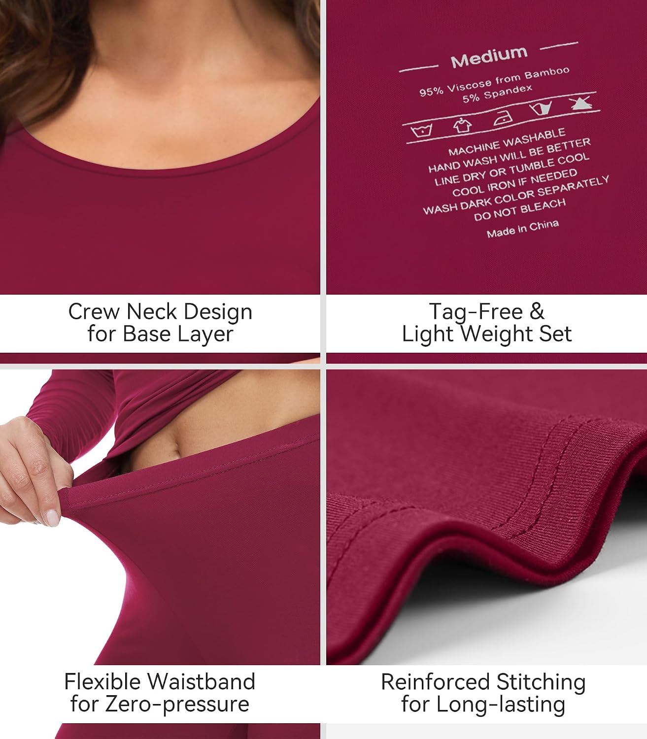 WiWi Soft Underwear for Women Thermal Long Johns Sets Super Warm Base Layer Top Pants Pajamas Set Viscose from Bamboo S-3X