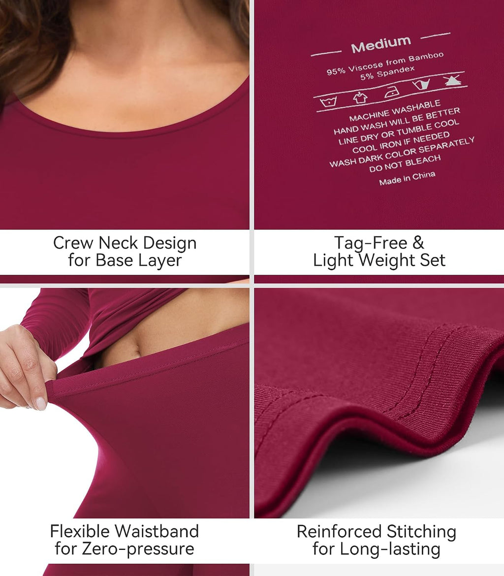WiWi Soft Underwear for Women Thermal Long Johns Sets Super Warm Base Layer Top Pants Pajamas Set Viscose from Bamboo S-3X