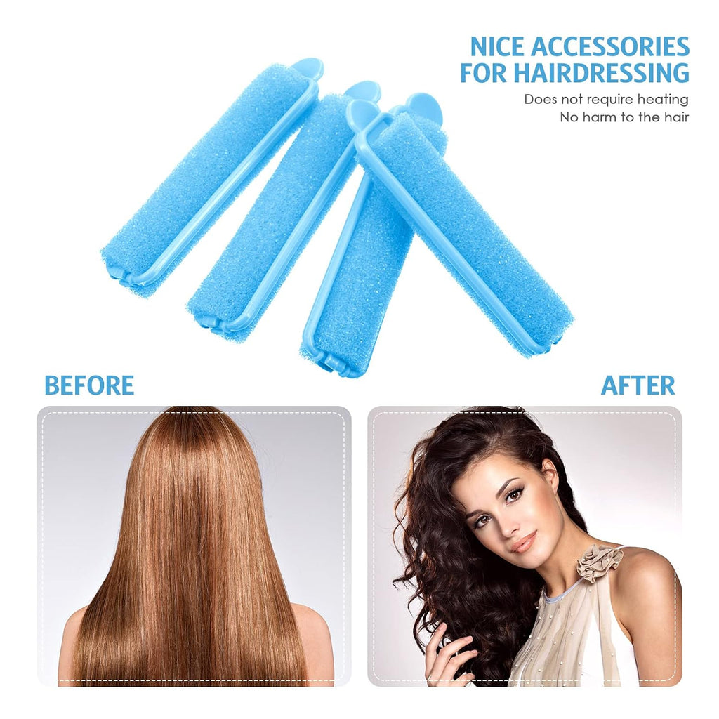 Syhood 43 Pcs Foam Sponge Hair Rollers Set Women, Tail Comb, Blue