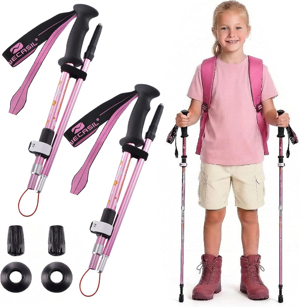 Kids Hiking Poles Lightweight Adjustable Trekking Sticks Collapsible