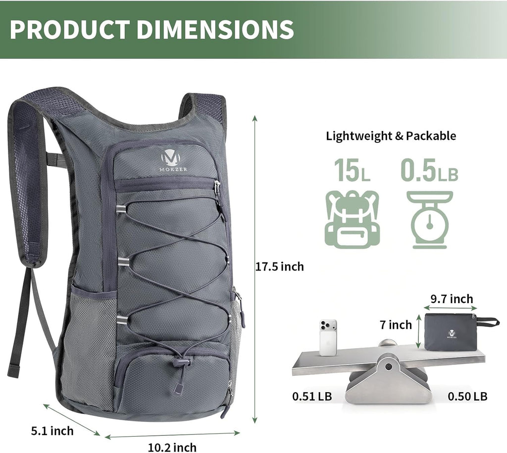 15L Lightweight Packable Hiking Backpack Water Resistant Foldable Daypack for Hiking Travel Cycling Outdoor Sports for Men Women