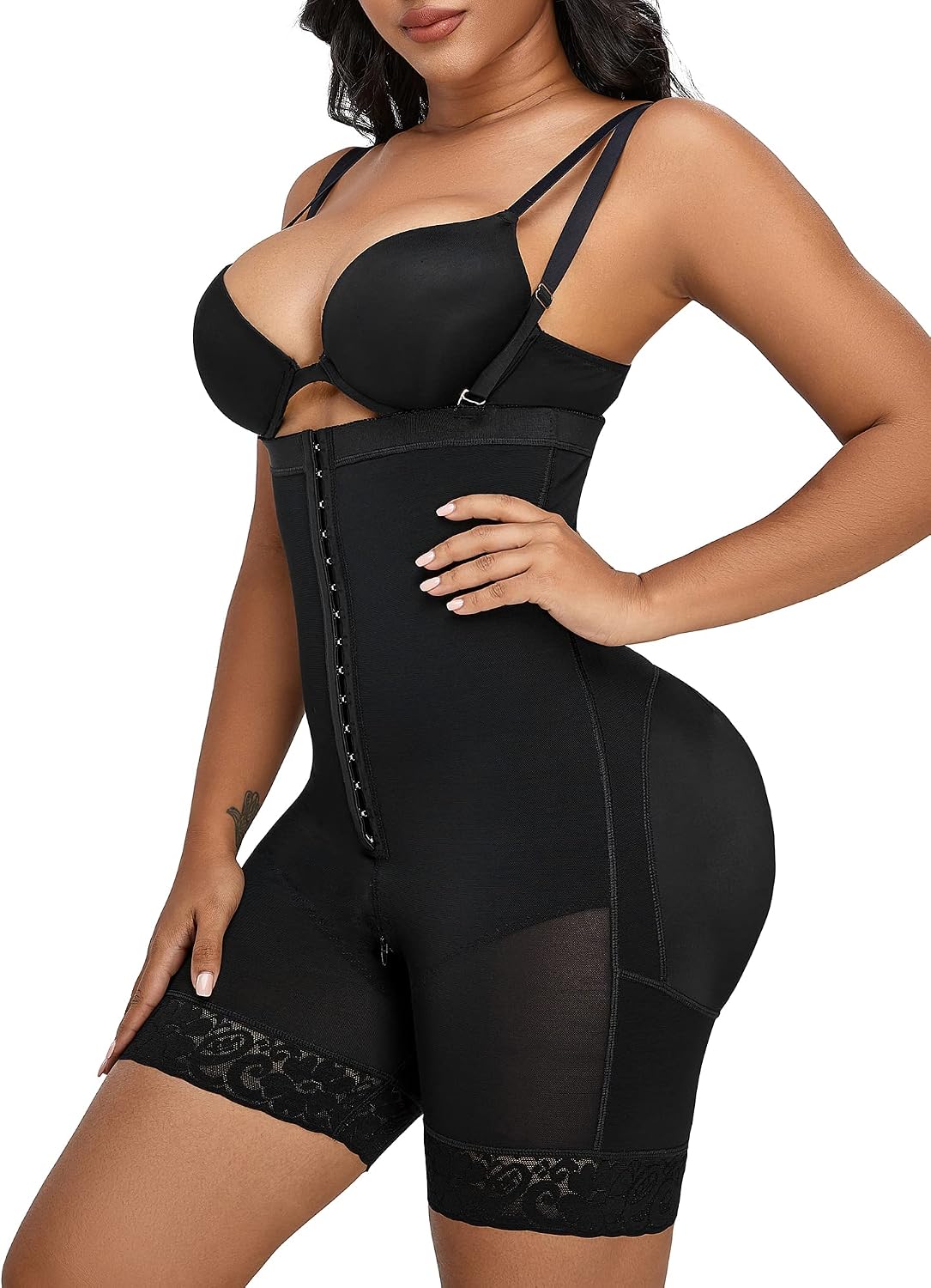 YIANNA Fajas Colombianas Postpartum Tummy Control Shapewear for Women Body Shaper Girdles Butt Lifter Compression Garment with Zipper Crotch, YA7243-Black-3XL
