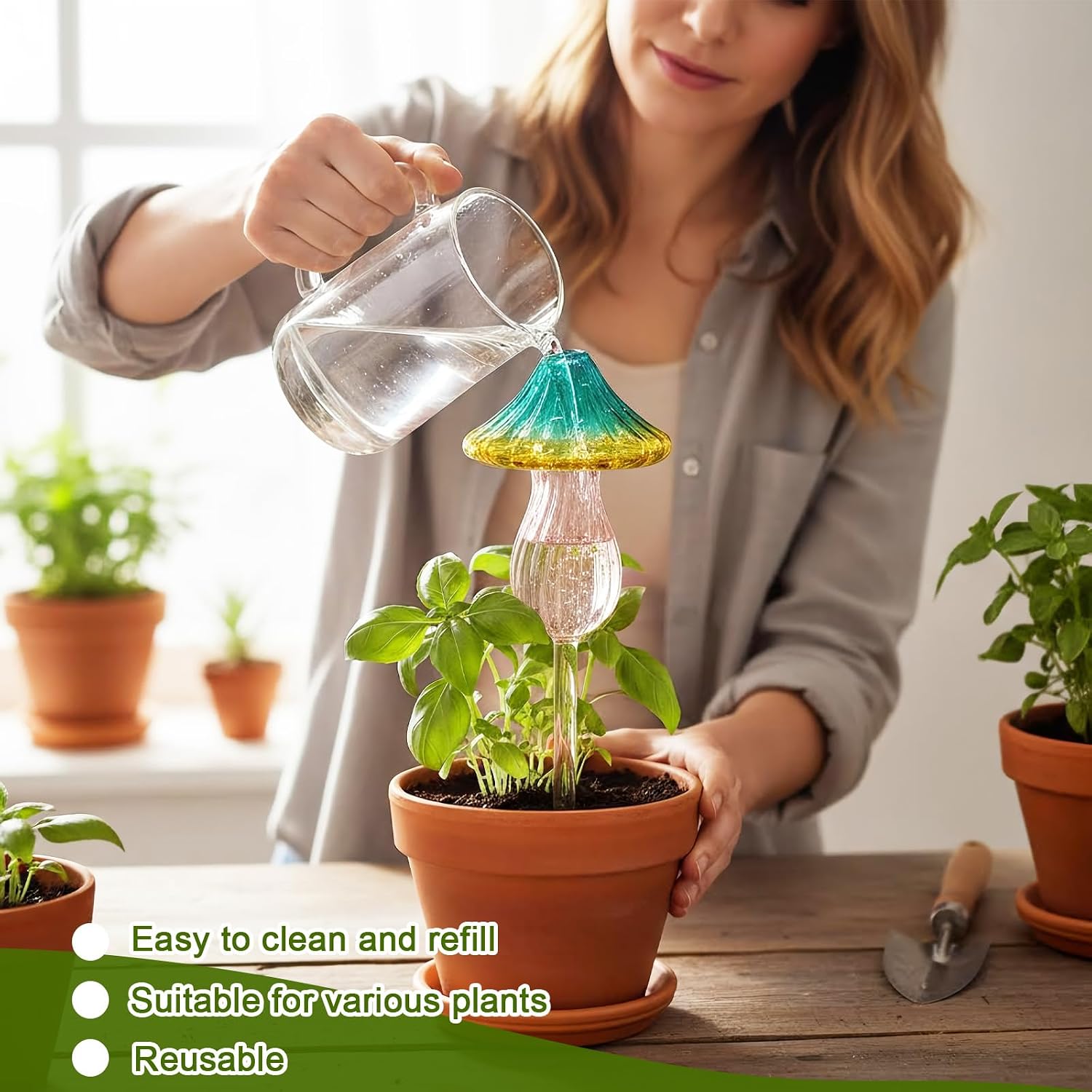 4Pcs Self Plant Watering Globes Glass Water Bulb for Outdoor Indoor Plants