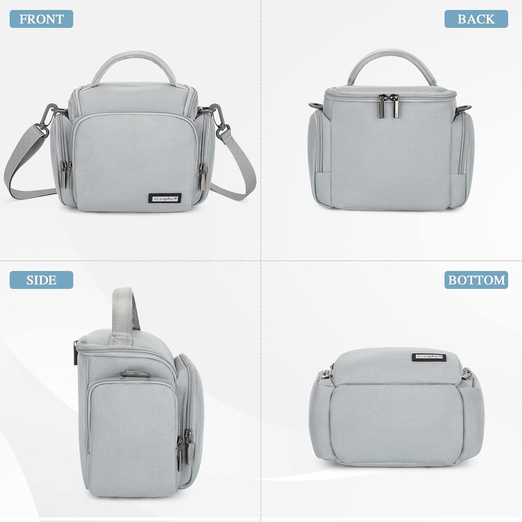 G-raphy Camera Bag Case DSLR SLR Crossbody Sling Photography Bags for Nikon Canon Sony DSLR SLR Mirrorless with Removal Straps(Parma Grey)