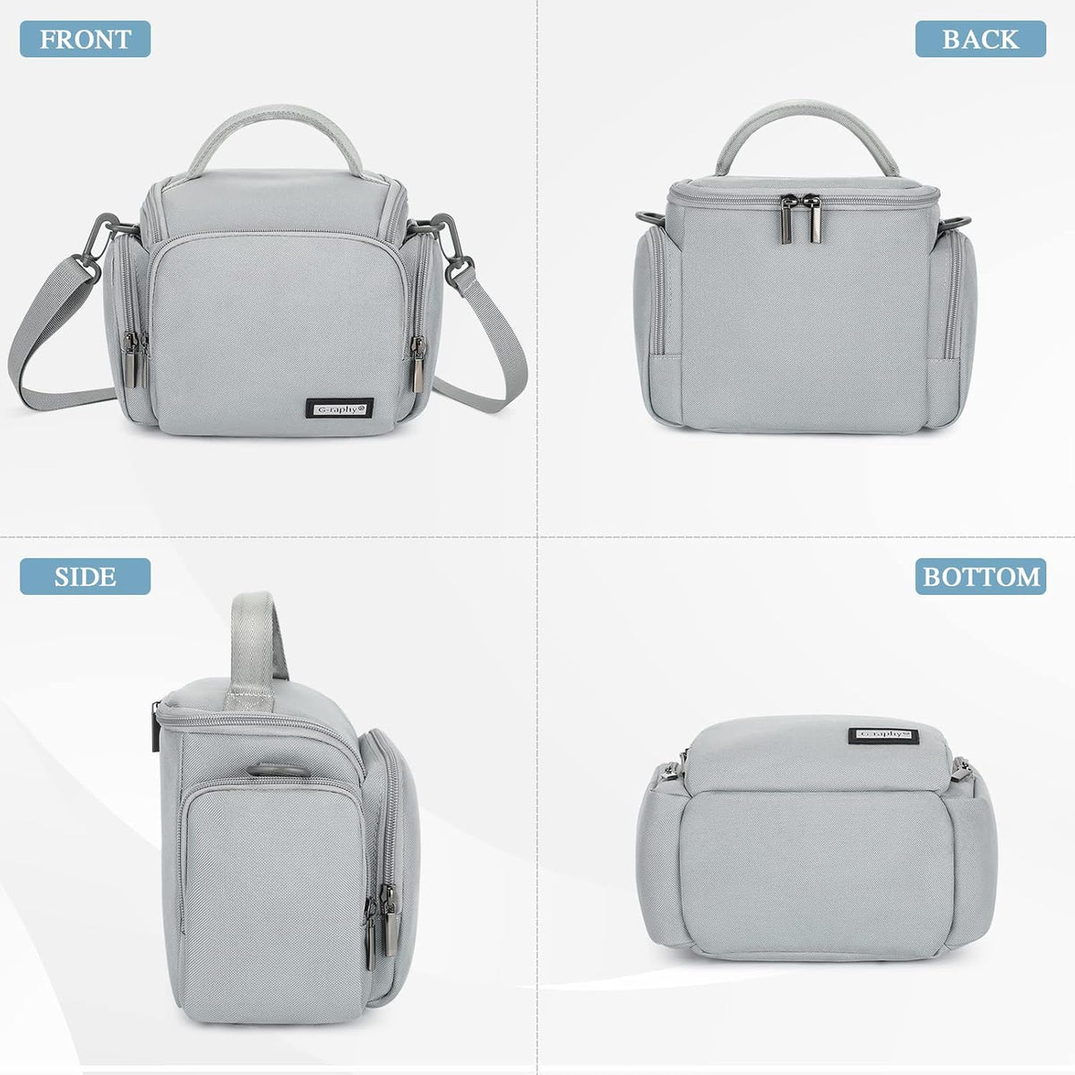 G-raphy Camera Bag Case DSLR SLR Crossbody Sling Photography Bags for Nikon Canon Sony DSLR SLR Mirrorless with Removal Straps(Parma Grey)