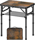 YihuiKo Small Folding Picnic Table with Storage Net, Adjustable Height