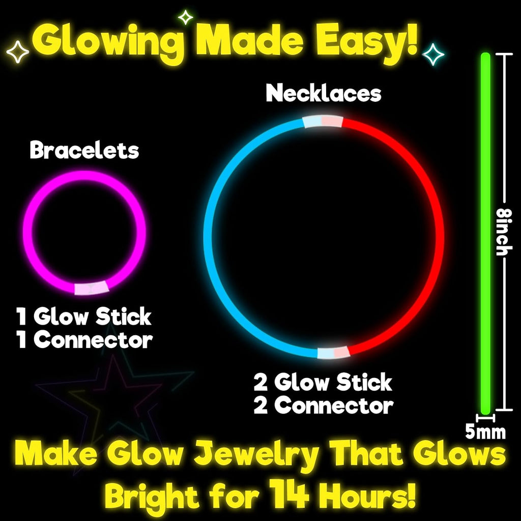 360 Pack Glow Sticks Bulk Party Pack Bright Glow in the Dark Party Supplies