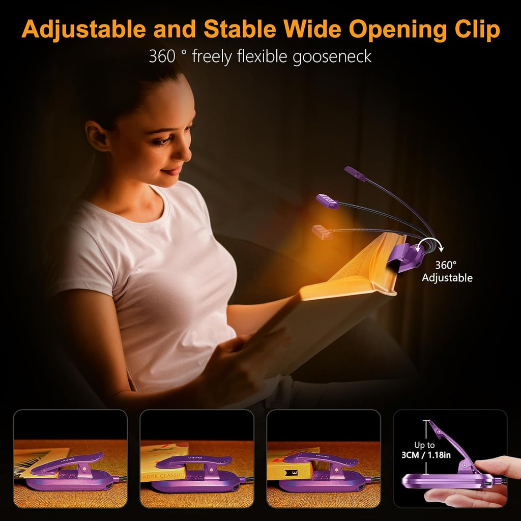 Gritin Rechargeable Book Light for Reading in Bed with 19 LED