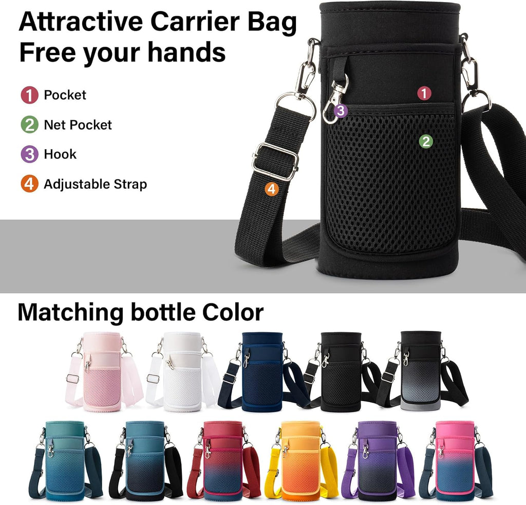 DYSANKY Insulated Water Bottle | Thickened Stainless Steel Vacuum Metal | Portable Sports Water Jug for Gym and Hiking with Straw, Carrier Bag, Handle Strap | BPA-Free 32 oz