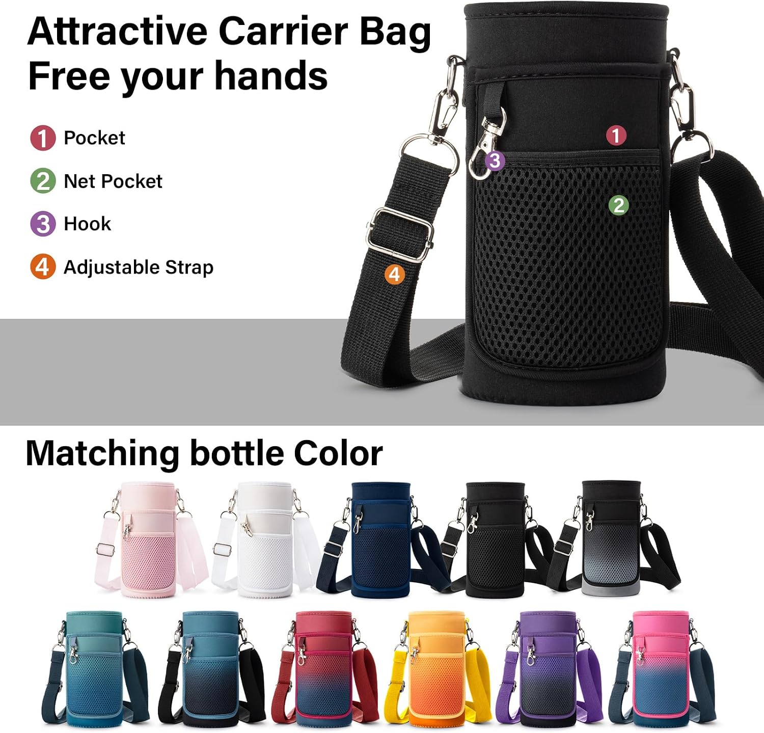 DYSANKY Insulated Water Bottle | Thickened Stainless Steel Vacuum Metal | Portable Sports Water Jug for Gym and Hiking with Straw, Carrier Bag, Handle Strap | BPA-Free 32 oz
