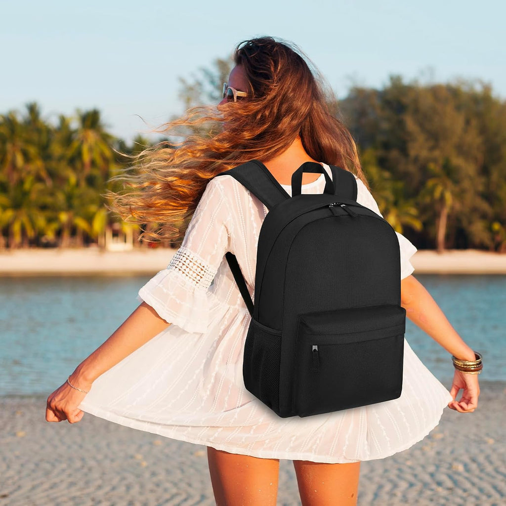 ZUBOND Unisex Black Backpack for School & Travel - Lightweight Laptop Backpack Fits 15.6 Inch Notebook, Water Bottle Pocket - Ideal for Teens, College Students, Adults