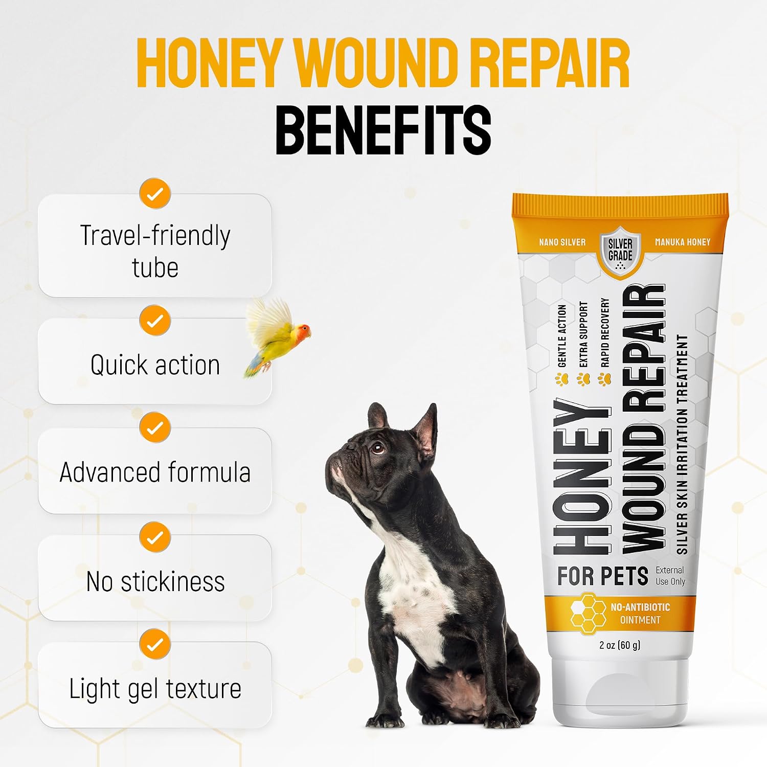 Cat Wound Care Gel for Scratches, Bites & Irritations – Hot Spot Treatment for Cats & Kittens – Honey Wound Repair Ointment in Gel Form with Colloidal Silver & Manuka Honey for Topical Use – 2 Oz Tube