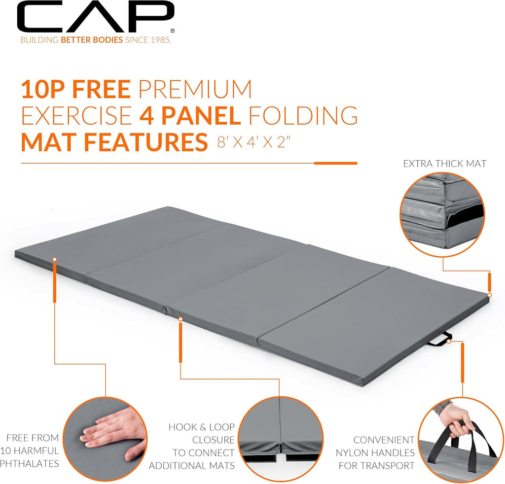 CAP Barbell All Purpose Folding Anti Tear Exercise Training Aerobic Fitness Gym & Gymnastics Balance Mat |2" Thick - Multiple Sizes and Colors