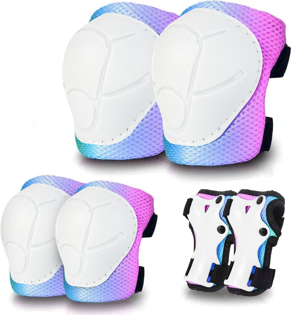 Skateboard Pads for Kids,Elbow Pads and Wrist Guards Protective Gear,Strong Double Straps&Adjustable Easy-Fix Clips for Skateboarding,Rollerblading,Scooters,Bicycle