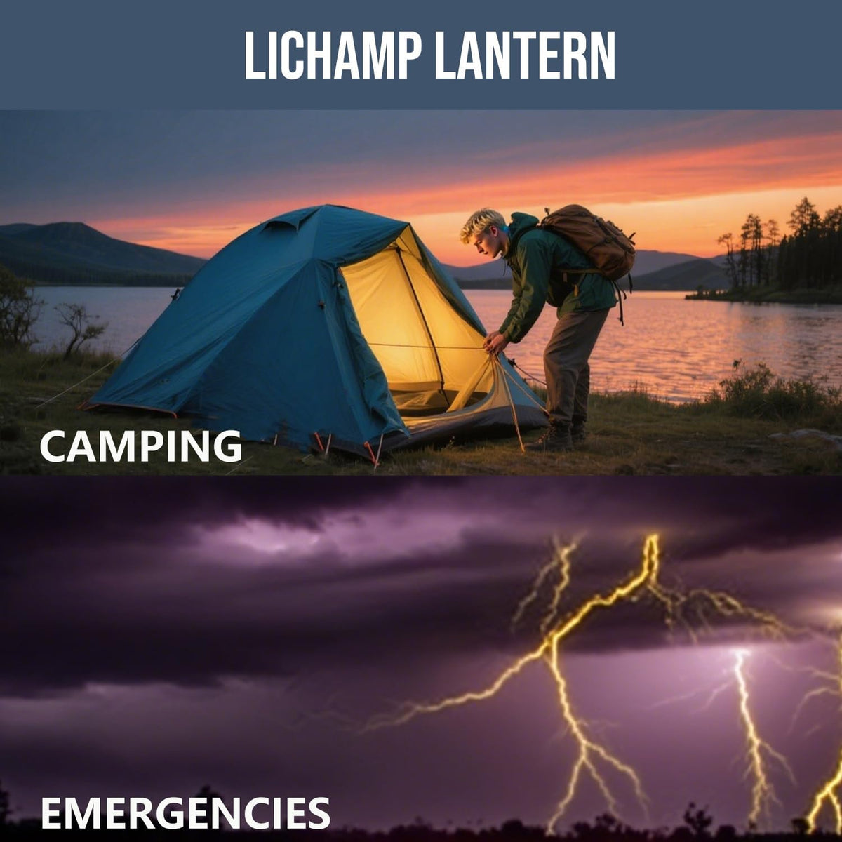 Lichamp Medium Collapsible LED Camping Lantern, Lightweight Flashlight