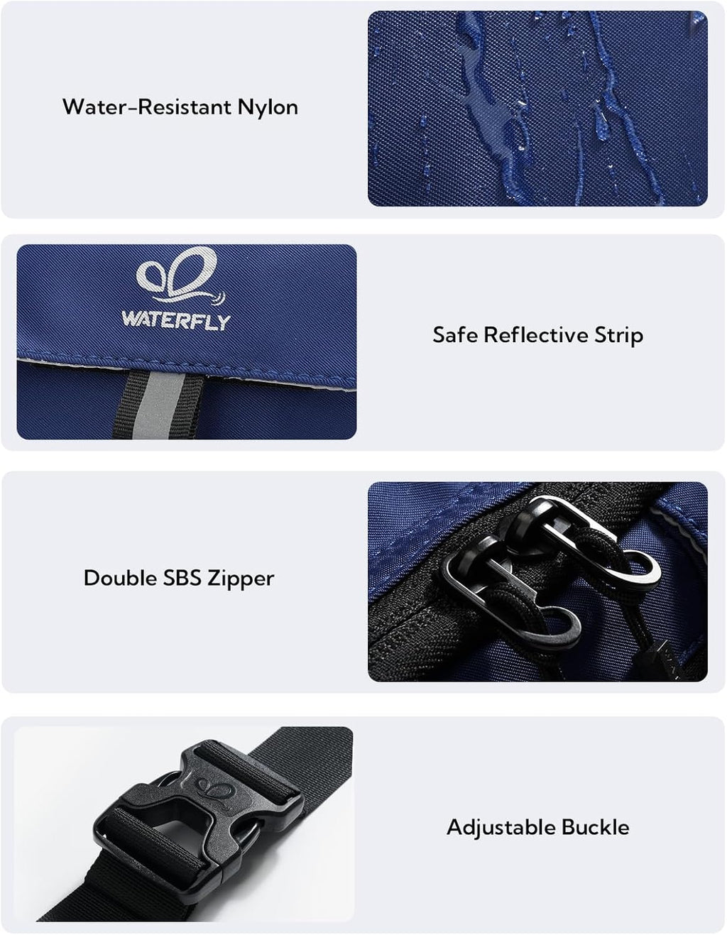WATERFLY Fanny Pack Waist Bag: 3L Large RFID Anti-Theft with 9 Pockets