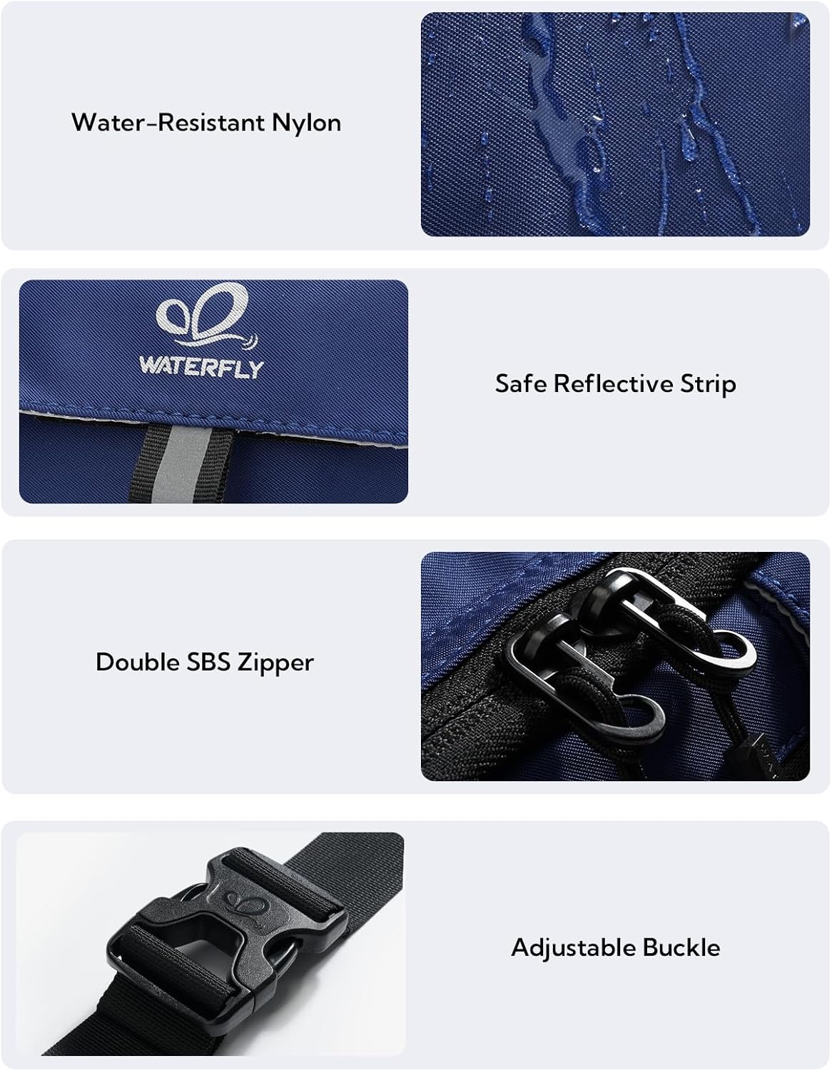 WATERFLY Fanny Pack Waist Bag: 3L Large RFID Anti-Theft with 9 Pockets