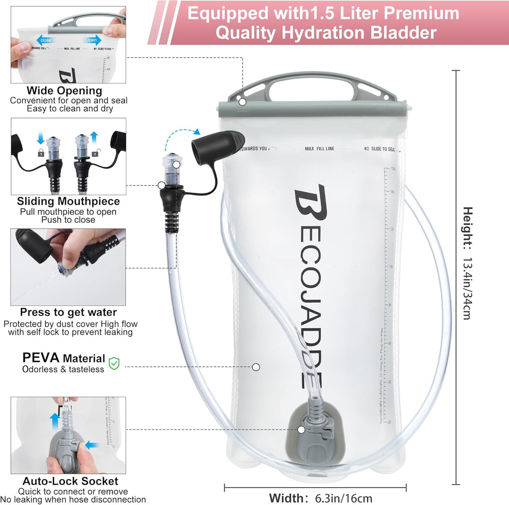 BECOJADDE Running Vest for Women Men, 5L/6L Lightweight Hydration Backpack Running Pack for Marathon, Trail, Cycling, Hiking, Jogging