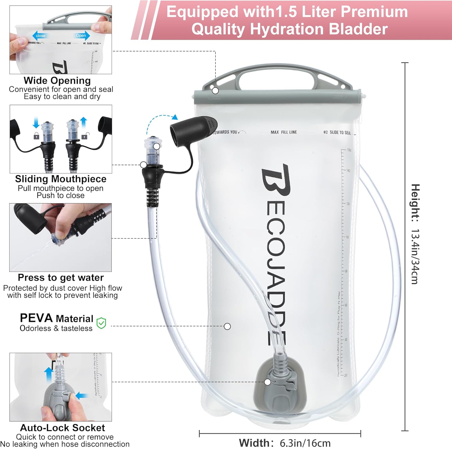 BECOJADDE Running Vest for Women Men, 5L/6L Lightweight Hydration Backpack Running Pack for Marathon, Trail, Cycling, Hiking, Jogging