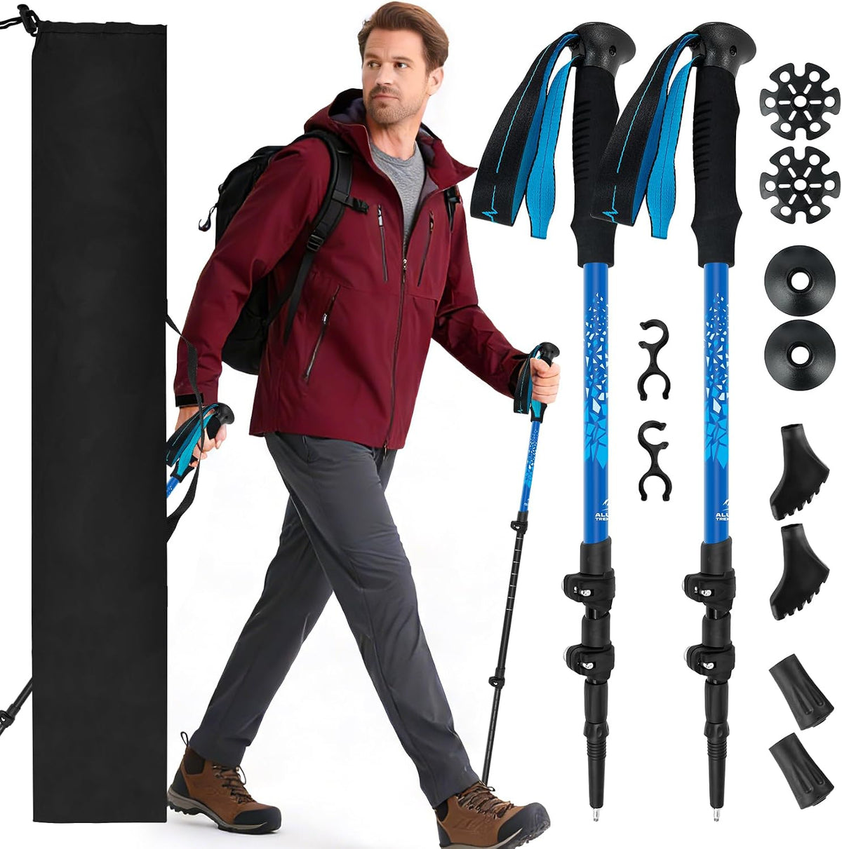 Telescopic Trekking Poles for Hiking, Lightweight Walking Sticks
