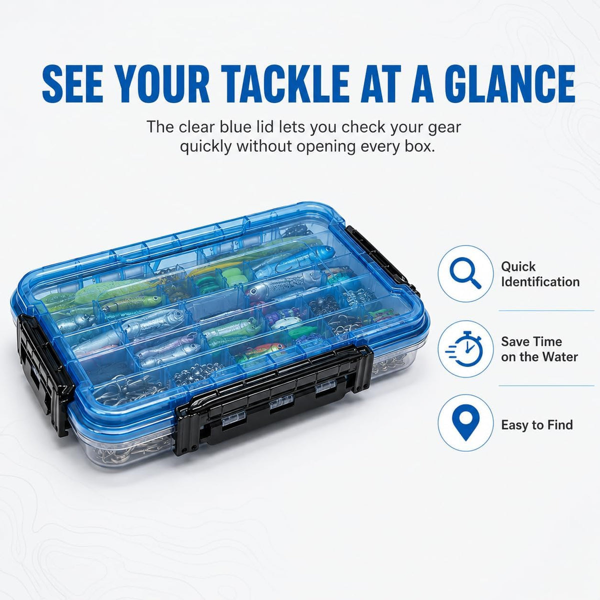 BEAR PAW 3700 Fishing Tackle Boxes Large Waterproof Fishing Tackle Box Lure Tray Storage Organizer Plastic Box with Adjustable Dividers Blue