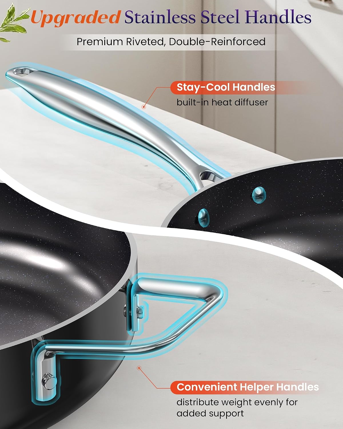 Nuwave Essential Series 5PC Ceramic Cookware Set PFAS-Free, Dishwasher Safe