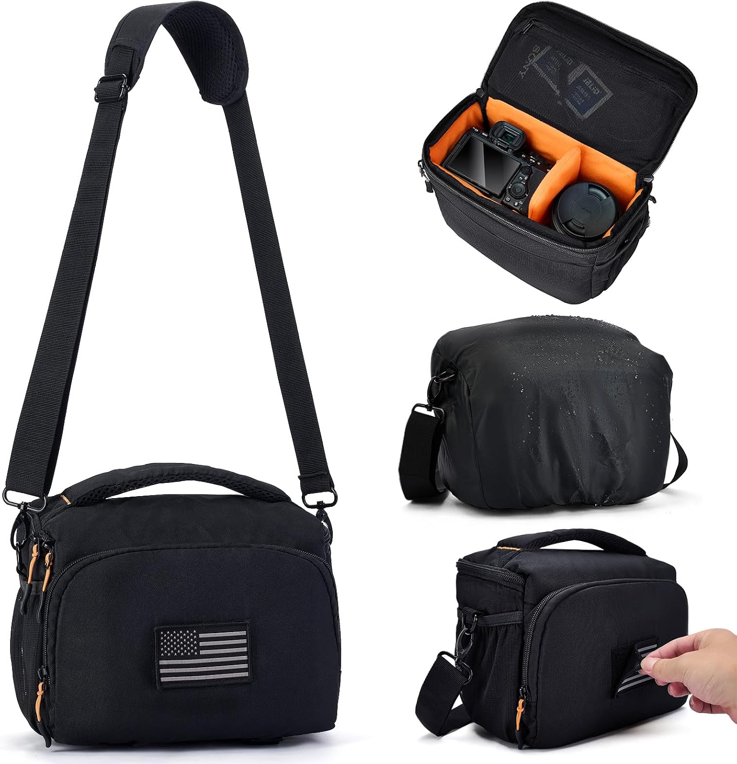 Vogano Camera Bag Protective Covers Photography Shoulder Bag Compatible for Nikon, Canon, Sony DSL/SLR/Mirrorless Equipment Travel Waterproof (Black)