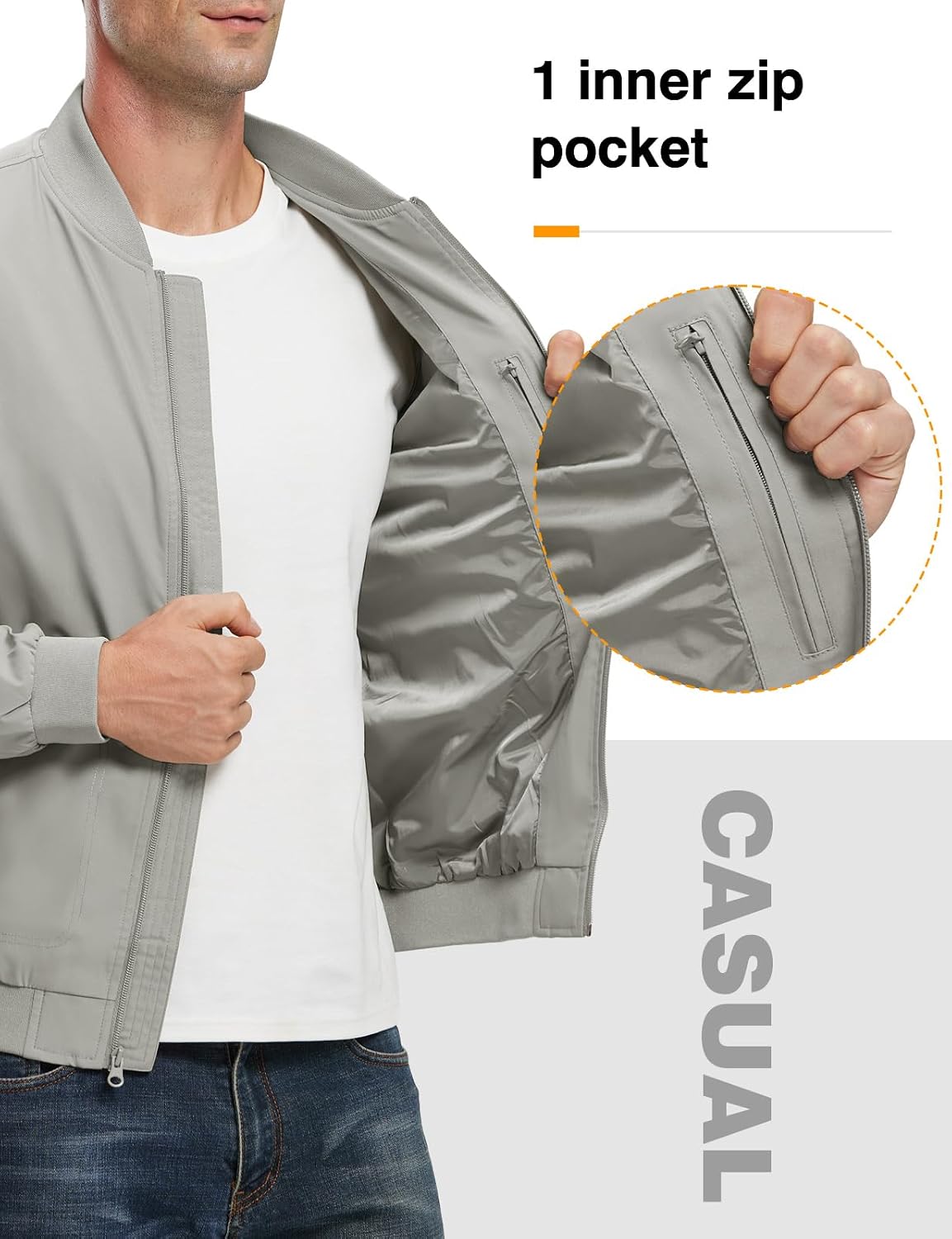 TBMPOY Men's Lightweight Jackets Casual Dress Golf Bomber Windbreaker Fall