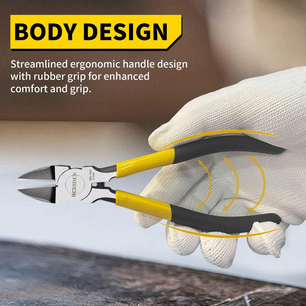 BOOSDEN Wire Cutter 6.5 inch Cutting Pliers Diagonal Cutter Snipper 6 Pack