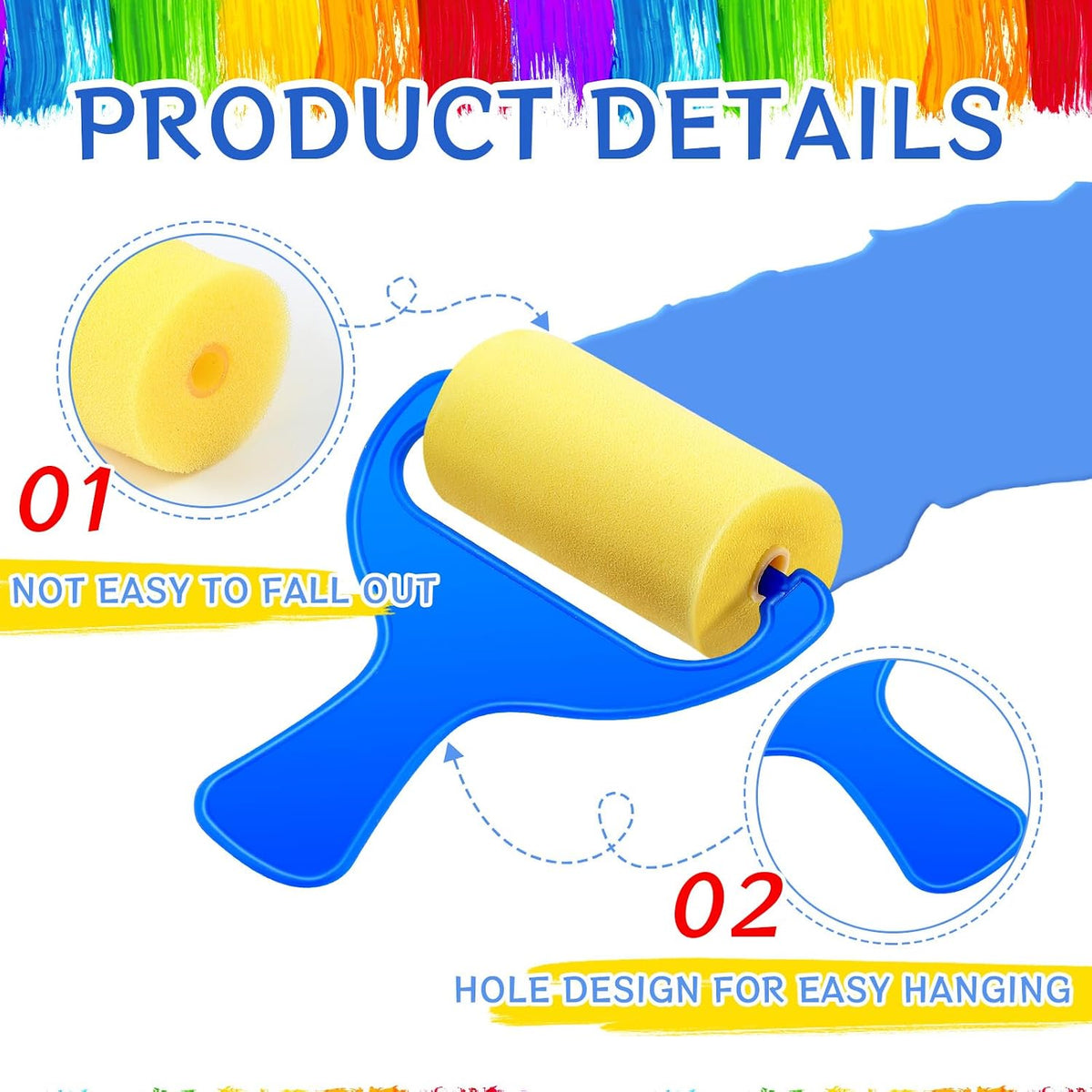 Tenceur 3" Foam Paint Rollers, Mini Sponge Rollers for Crafts DIY Art