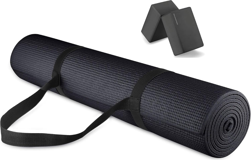 Fitvids All Purpose Thick High Density No Tear Exercise Yoga Mat with Strap & Lightweight Features for Indoor & Outdoor Use