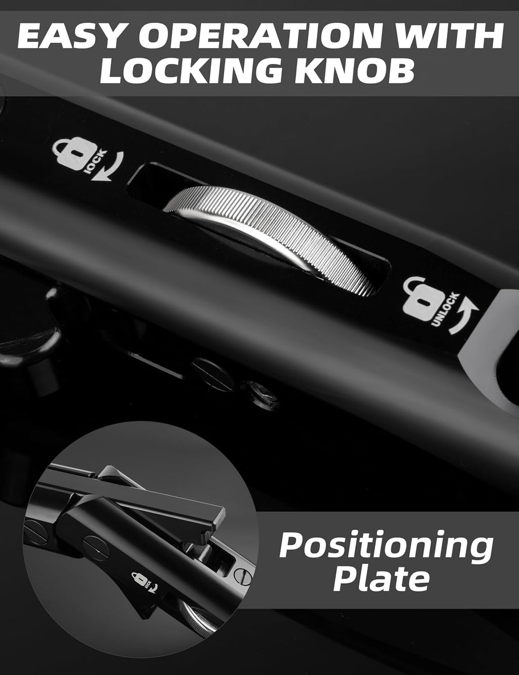 BLUEWING Adjustable Bent Rod Butt Hard Anodized Aluminum Alloy Rod Butt with Adjustable Angles at 0°, 30°, and 60°, Black