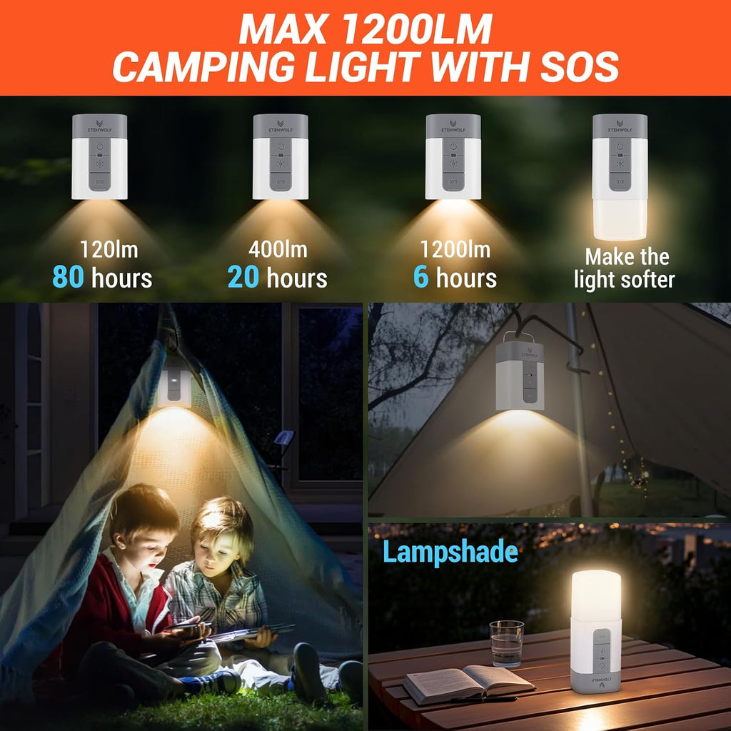 ETENWOLF Air Pump for Inflatables with 10400 mAh Battery & Camping Light