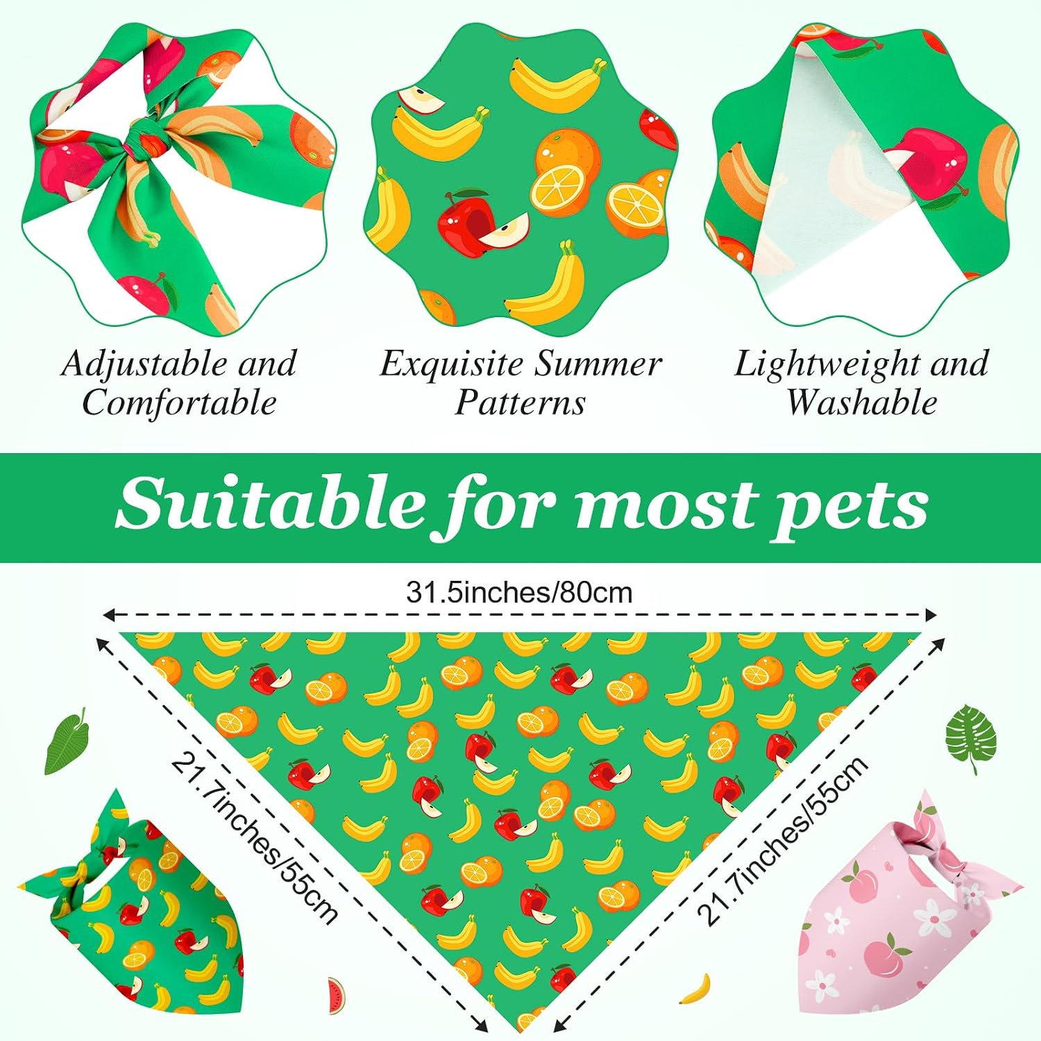 Abbylike 100 Pieces Summer Themed Dog Bandanas Bulk Hawaiian Dog Bandanas for Pets Triangle Kerchief Scarf Bibs Set for Summer Pets Dogs Party Costume Accessories, 25 Styles (31.5 x 21.7 x 21.7)