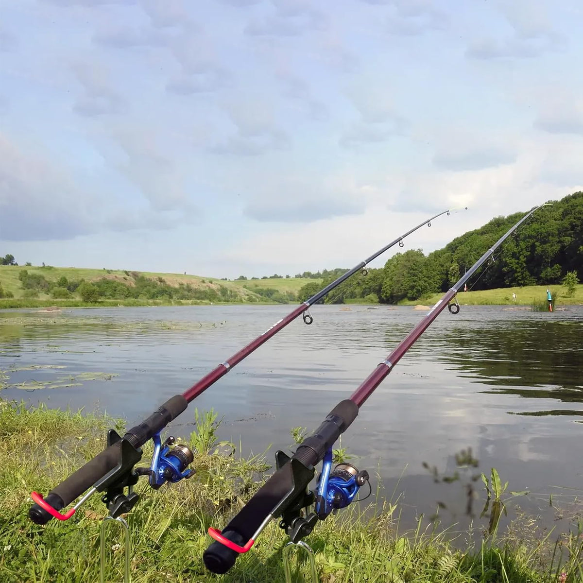 2Pack Fishing Rod Holders, 360 Adjustable Ground Bank Fishing Pole Stand