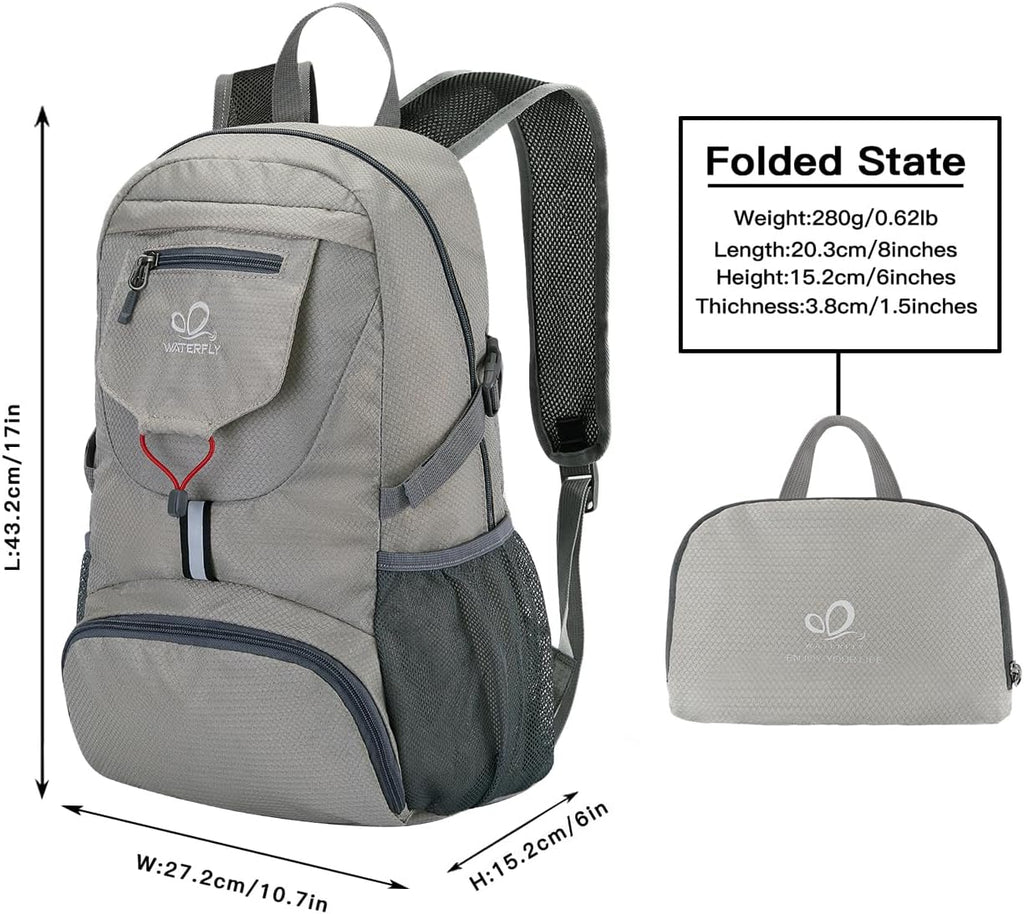 WATERFLY Small Lightweight Packable Backpack: 20l Hiking Daypack Man Woman
