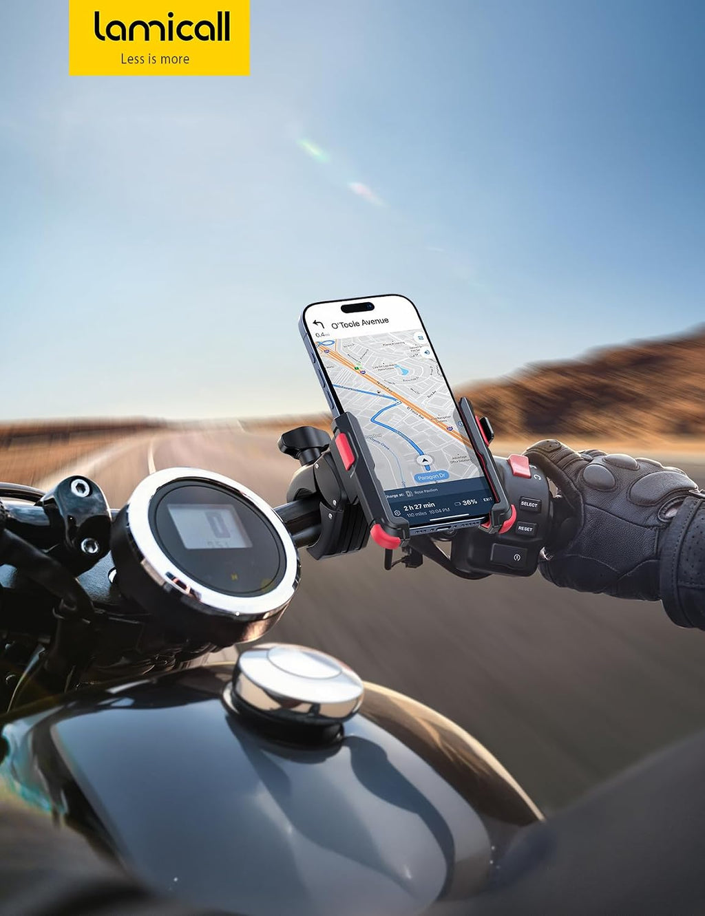 Lamicall Motorcycle Bike Phone Mount, 1s Quick Release Bike Phone Holder