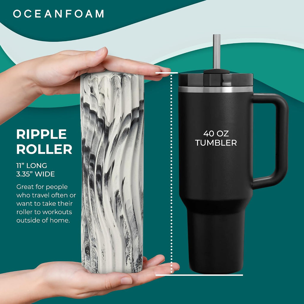 Oceanfoam Ripple Small Foam Roller for Physical Therapy (Natural Marbled)