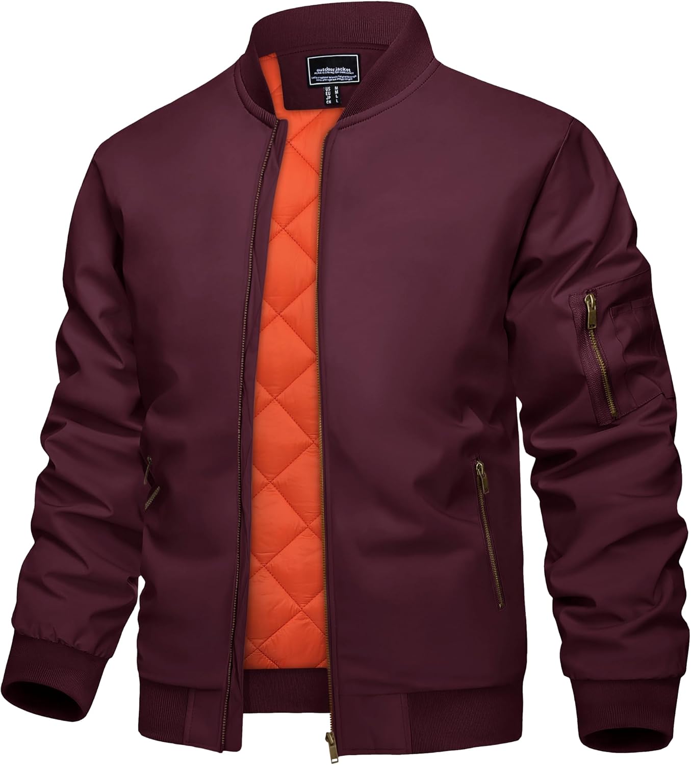 KEFITEVD Men's Bomber Jackets Winter Windbreaker Warm Full Zip Casual Coats